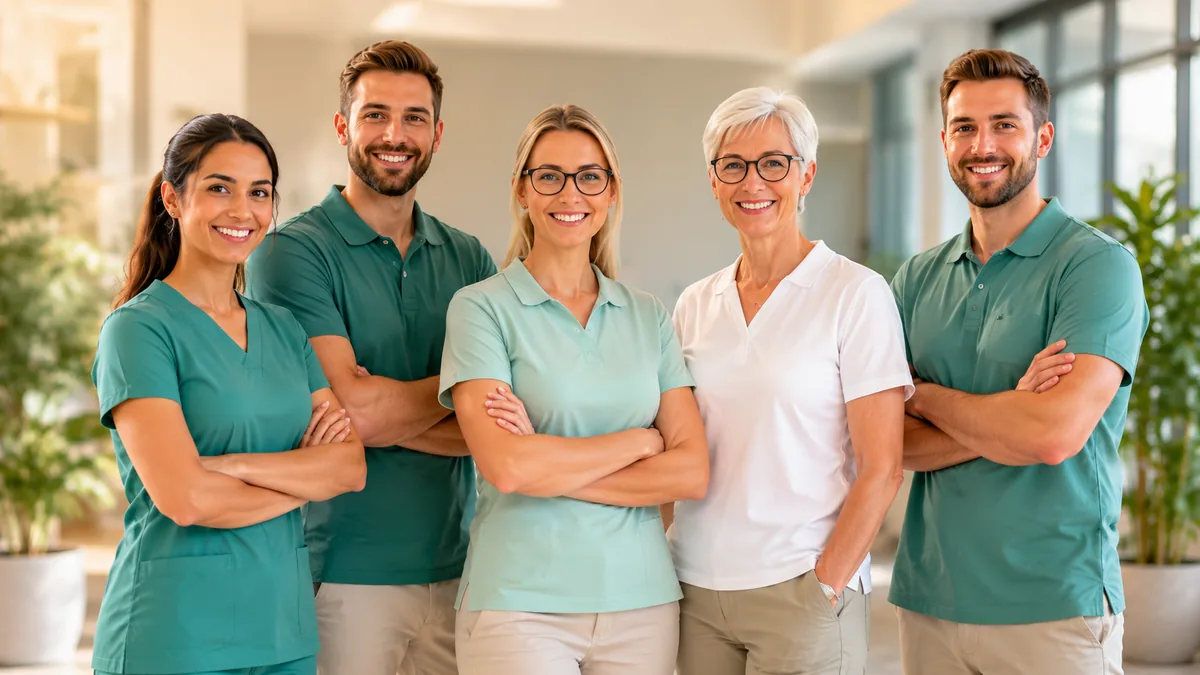 Pflegekräfte als Team in freundlicher Umgebung